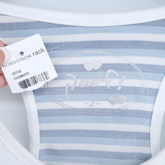 Poof! Sporty Athletic Retro Bright Blue Striped Racerback Tank Modern Chic Large - Picture 5 of 10